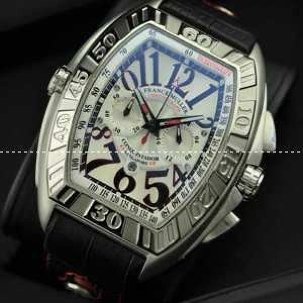 日本製クオーツ 5針 夜光効果 FRANCK MULLER  フランクミュラー メンズ腕時計 日付表示 シルバー.212.