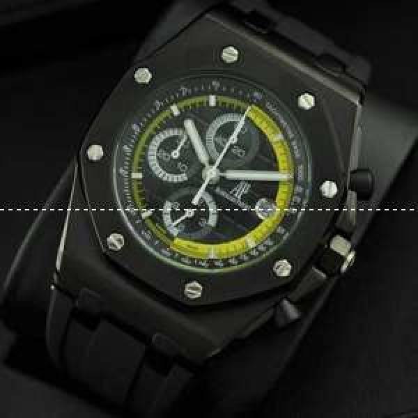 日本製クオーツ Audemars Piguetオーデマピゲ 腕時計 6針クロノグラフ 日付表示  BLACK.203.
