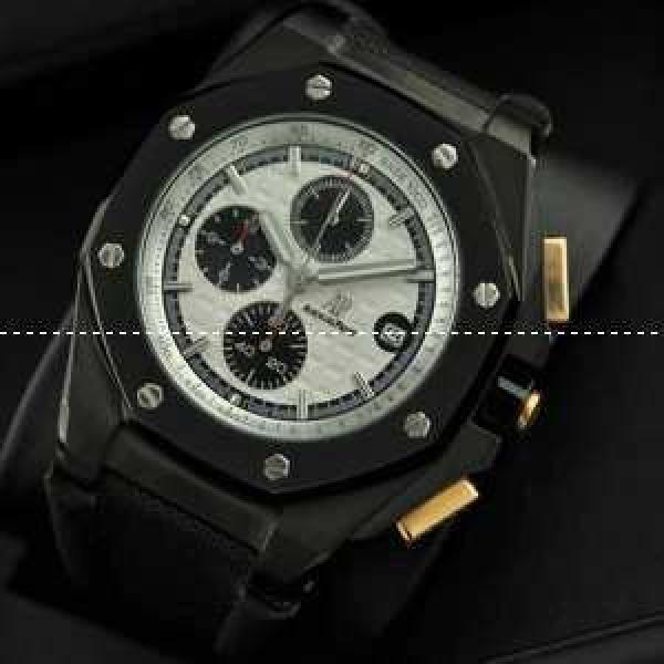 Audemars Piguetオーデマピゲ メンズ腕時計 日本製クオーツ 6針クロノグラフ ブラック.203.