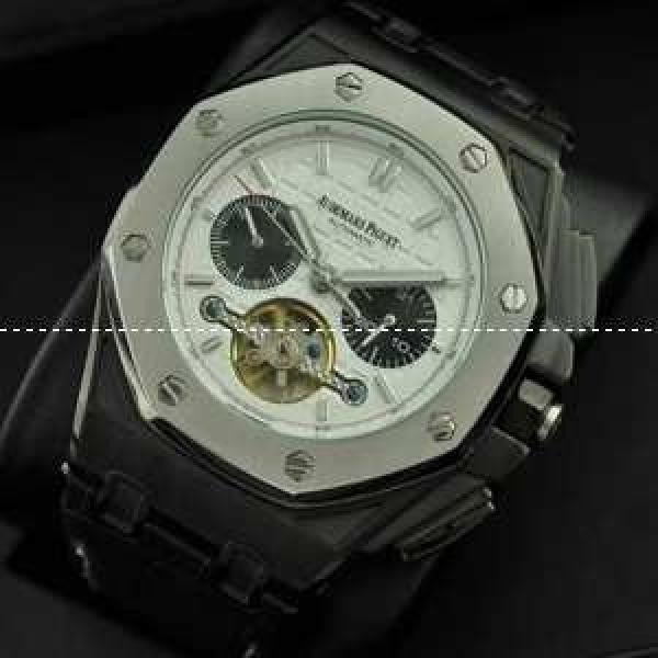 自動巻き Audemars Piguetオーデマピゲ 腕時計 5針トゥールビヨン クロノグラフ 日付表示 レザー.203.