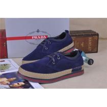 ★安心★追跡付 2026-14秋冬 PRADA プラダ デッキシューズ スエード 靴 NAVY
