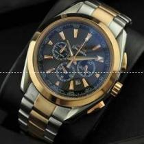 OMEGA オメガ 日本製クオーツ 6針クロノグラフ メンズ腕時計 日付表示 月付表示 ステンレス 43.15mm.194.