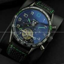自動巻き タグホイヤー【TAG HEUER】 メンズ腕時計 Tourbillon トゥールビヨン日付表示 レザー 43.15mm BLACK.208.