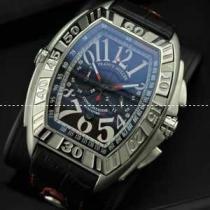 日本製クオーツ 5針 夜光効果 FRANCK MULLER  フランクミュラー メンズ腕時計 日付表示 シルバー レザー.212.