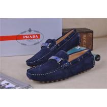 人気商品 2026-14秋冬新作 PRADA プラダ デッキシューズ スエード 靴 ネイビー