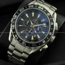 日本製クオーツ 6針クロノグラフ OMEGA オメガ メンズ腕時計 日付表示 月付表示 サファイヤクリスタル風防 シルバー.194.
