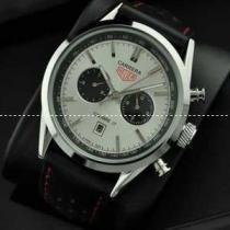 タグホイヤー【TAG HEUER】 メンズ腕時計 自動巻き 5針クロノグラフ 日付表示 月付表示 42.80mm レザー シルバー.208.