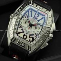 日本製クオーツ 5針 夜光効果 FRANCK MULLER  フランクミュラー メンズ腕時計 日付表示 シルバー.212.