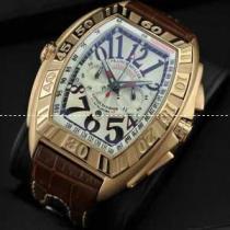 大活躍FRANCK MULLER  フランクミュラー メンズ腕時計 日本製クオーツ 5針 日付表示 夜光効果 ゴールド レザー.212.