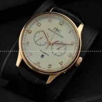日本製クオーツ IWC クオーツ メンズ腕時計　ホワイト文字盤　日付表示 レザーベルト.209.
