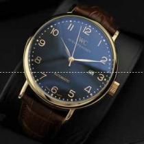 自動巻き 3針クロノグラフ IWC クオーツ メンズ腕時計　日付表示 青文字盤 43.10mm サファイヤクリスタル風防.209.