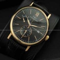日本製クオーツ 5針クロノグラフ IWC クオーツ メンズ腕時計　日付表示 黒文字盤 サファイヤクリスタル風防.209.