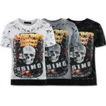大人気☆NEW!! 2025春夏 PHILIPP PLEIN フィリッププレイン ラウンドネック半袖Tシャツ 3色可選 5486A