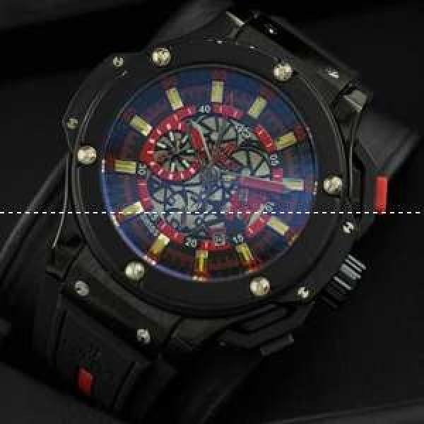 自動巻き Hublotウブロ メンズ腕時計  6針クロノグラフ 日付表示 ラバー 45.29mm サファイヤクリスタル風防.178.