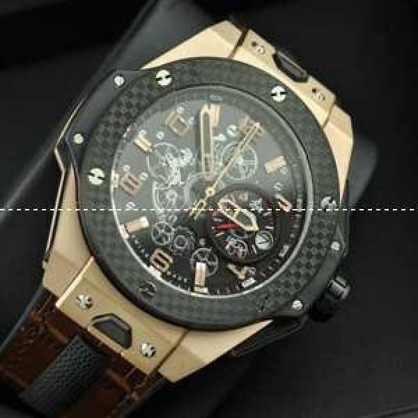 Hublotウブロ メンズ腕時計 日本製クオーツ 4針クロノグラフ 日付表示 サファイヤクリスタル風防 43.3MM.178.