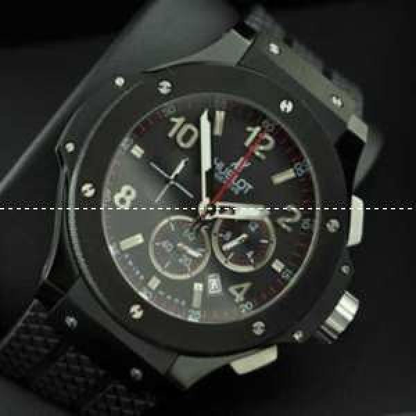 日本製クオーツ Hublotウブロ メンズ腕時計 6針クロノグラフ 日付表示 45MM ブラック.178.