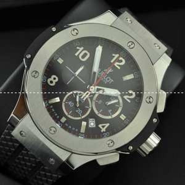 日本製クオーツ Hublotウブロ メンズ腕時計 6針クロノグラフ 日付表示 45MM.178.