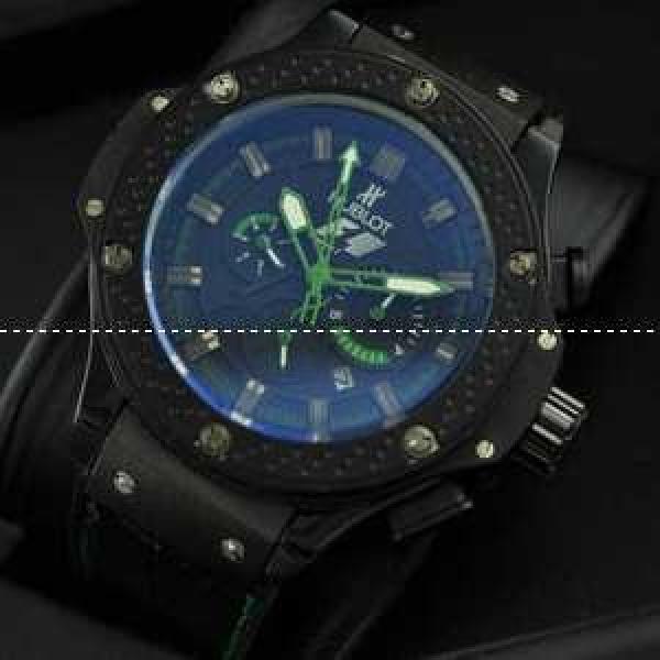 自動巻き 6針クロノグラフ Hublotウブロ メンズ腕時計 日付表示 サファイヤクリスタル風防 ラバー ブラック.178.