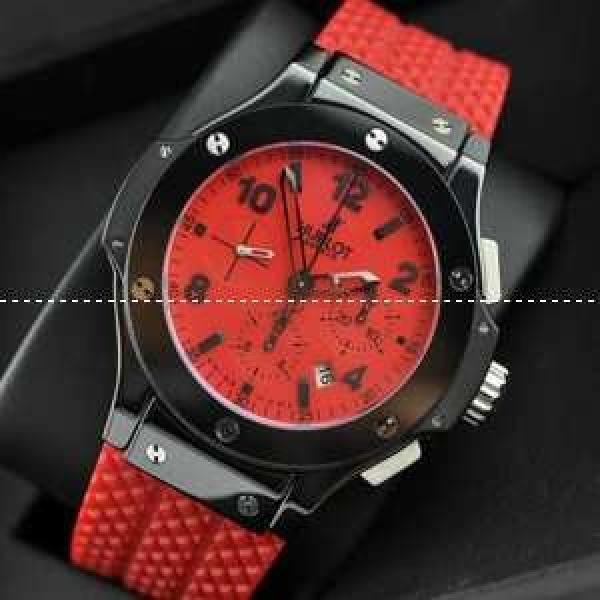 スイスムーブメンノ7750 Hublot ウブロ メンズ腕時計 自動巻き 6針 セラミック  44.5MM ラバー 赤色.178.