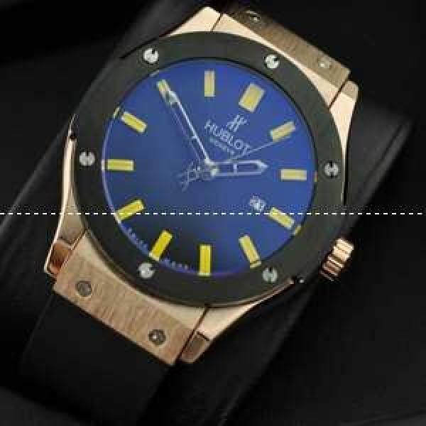 自動巻き 3針 Hublotウブロ メンズ腕時計 日付表示 ゴールド ラバー.178.