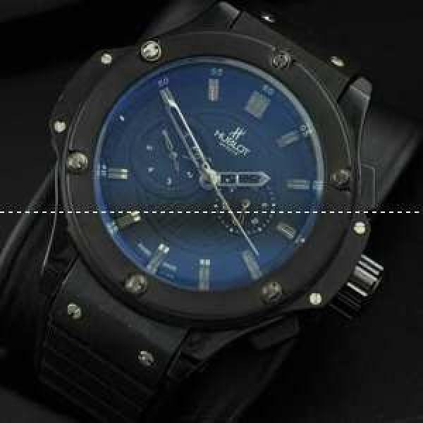 自動巻き Hublotウブロ メンズ腕時計  5針クロノグラフ日付表示 ラバー 45.28mm ブラック.178.