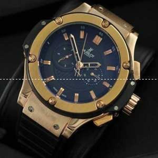 大活躍Hublotウブロ メンズ腕時計  5針クロノグラフ日付表示 ラバー 45.28mm ゴールド.178.