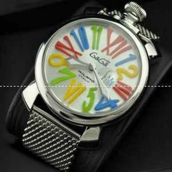 ガガミラノ腕時計 GaGaMILANO 男性用腕時計 日本製クオーツ マルチカラーインデックス ブラック.162.