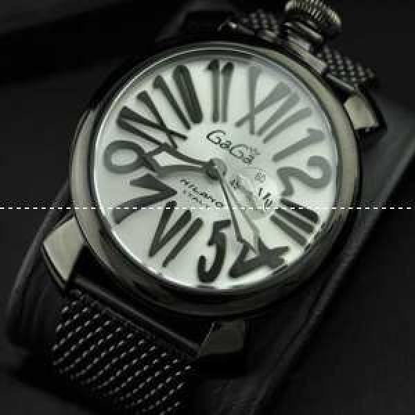 日本製クオーツ ガガミラノ腕時計 GaGaMILANO ブラック マルチカラーインデックス.162.
