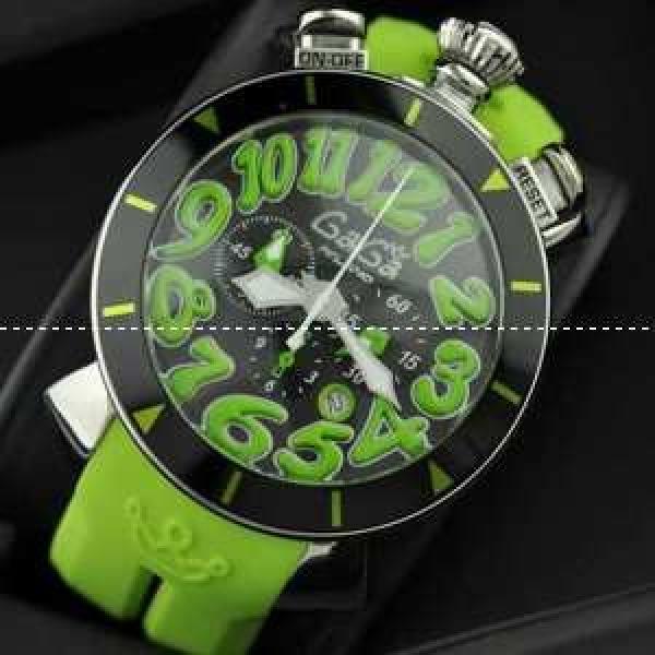 GaGaMILANO ガガミラノ腕時計 日本製クオーツ 6針 クロノグラフ/日付表示 グリーン インデックス.162.