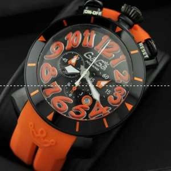 GaGaMILANO ガガミラノ腕時計 6針 クロノグラフ/日付表示 ステンレス/回転ベゼル ブラック ケース.162.