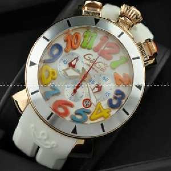 GaGaMILANO ガガミラノ腕時計 日本製クオーツ 日本製クオーツ　6針 　ホワイト ラバー.162.