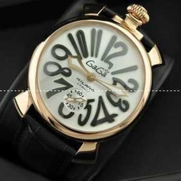 GaGaMILANO ガガミラノ腕時計 日本製クオーツ  ブラック インデックス 　ホワイト ケース.162.