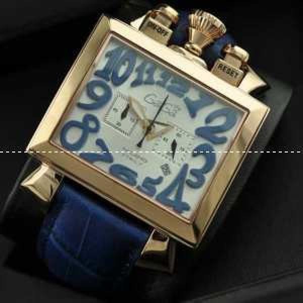 ガガミラノ腕時計 日本製クオーツ GaGaMILANO  サファイヤクリスタル風防  5針 クロノグラフ/日付表示/夜光効果 　ブルー.162.