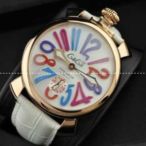 GaGaMILANO ガガミラノ腕時計 2針 機械式（手巻き）/夜光効果 マルチカラーインデックス インデックス ケース.162.