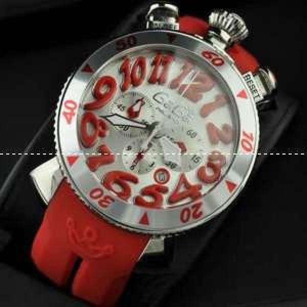GaGaMILANO ガガミラノ腕時計 日本製クオーツ 6針 クロノグラフ/日付表示 レッド ケース インデックス.162.