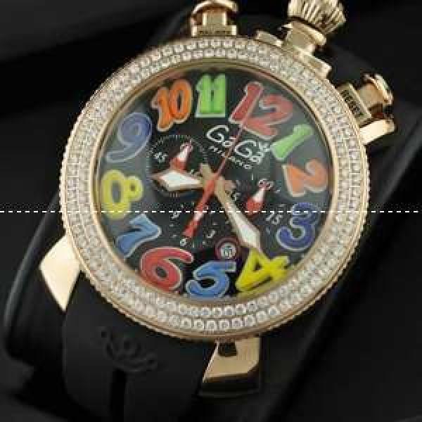 ガガミラノ腕時計 GaGaMILANO 日本製クオーツ ダイヤベゼル　6針 ダイヤベゼル マルチカラーインデックス クロノメーター搭載.162.