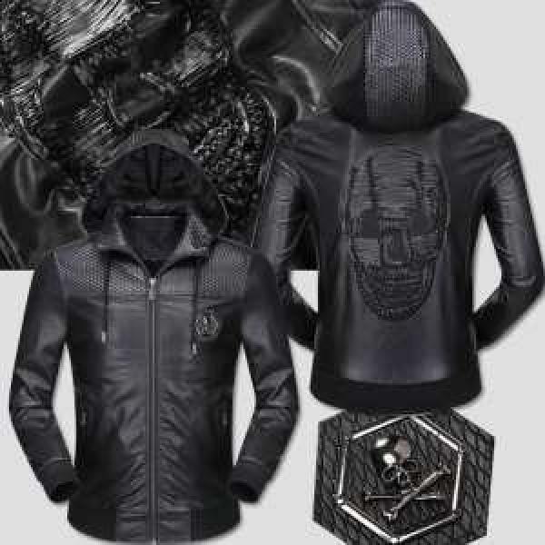 大人のおしゃれに 2026秋冬 PHILIPP PLEIN フィリッププレイン  革ジャケット 帽子付き