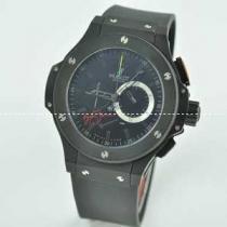 Hublotウブロ メンズ腕時計 日本製クオーツ 6針クロノグラフ 日付表示 サファイヤクリスタル風防 47MM ラバー BLACK.178.