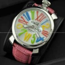 ガガミラノ腕時計 GaGaMILANO  マルチカラーインデックス ガガ ミラノ マヌアーレ クロノ 48 SS(PVD) レザー.162.