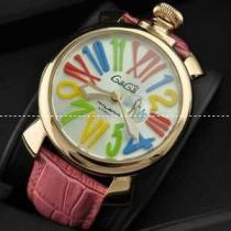 ガガミラノ腕時計 GaGaMILANO 日本製クオーツ マヌアーレ クロノ 48 SS(PVD) レザー 男性用腕時計 クォーツ.162.