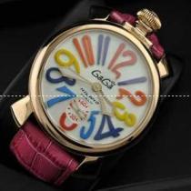 ガガミラノ腕時計 GaGaMILANO ホワイト文字盤　マルチカラーインデックス 手巻 レザー.162.