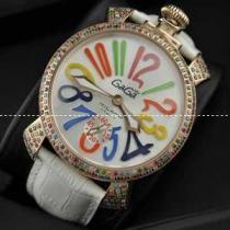 GaGaMILANO ガガミラノ腕時計 2針 機械式（手巻き）/夜光効果 ダイヤベゼル ホワイト ベルト.162.