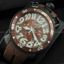 ガガ ミラノ 6054.5 クロノ 48mm SS(PVD) ブラウン文字盤/白インデックス クォーツ ラバー.162.