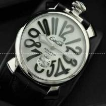 GaGaMILANO ガガミラノ腕時計 日本製クオーツ ホワイト ケース  ブラック インデックス レザー.162.