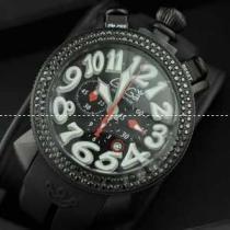 ガガミラノ腕時計 GaGaMILANO 日本製クオーツ ブラック ケース ホワイト インデックス  6針クロノグラフ ケース ステンレス ダイヤベゼル.162.