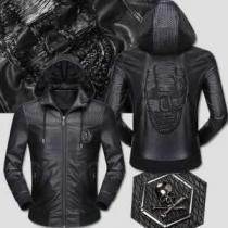 大人のおしゃれに 2026秋冬 PHILIPP PLEIN フィリッププレイン  革ジャケット 帽子付き