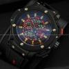 自動巻き Hublotウブロ メンズ腕時計  6針クロノグラフ 日付表示 ラバー 45.29mm サファイヤクリスタル風防.178.