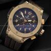 Hublotウブロ メンズ腕時計 自動巻き 6針クロノグラフ 日付表示 ラバー 46.02mm サファイヤクリスタル風防 ゴールド.178.