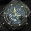 日本製クオーツ Hublotウブロ メンズ腕時計 5針クロノグラフ 44.8MM ブラック.178.