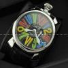 ガガミラノ腕時計 GaGaMILANO 日本製クオーツ サファイヤクリスタル風防 レザー マルチカラーインデックス 男性用腕時計.162.